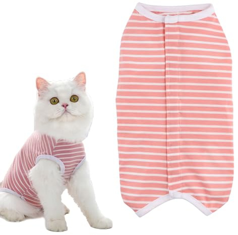 Amexo Chien Post Operatoire Onesies Combinaison de Récupération Après Castration Alternative Collier Électronique à Cône Anti-Léchage Body Post Operatoire pour Chien Chat (Rose, M)