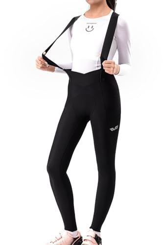 ROCKBROS TVI Damen Trägerhose Lang mit Abnehmbaren Trägern | Fahrradhose, Radhose, Thermohose, Bib, Sitzpolster Stoßfest, Winter, für Rennrad MTB