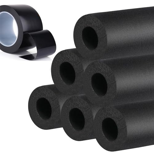 Pipe Insulation Foam Tube With Tape, For Water Pipe, Air Conditioning Tube, Inner Diameter 6 To 108 Mm, 20mm Thick, 200 Cm Long, Antifreeze Measures, For Guitar Rack, Utensils And Roof Rack(ID 4/5''(2