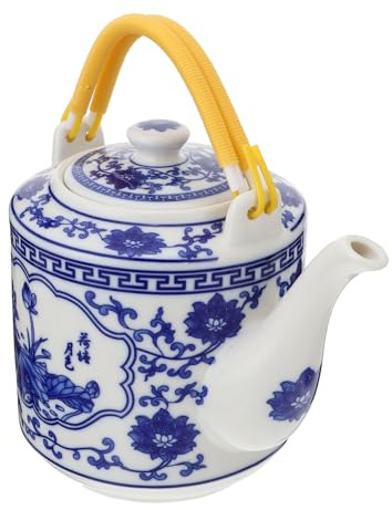 Alipis Große 2l Teekanne aus Keramik in Blau mit Elegantem Retro Design Praktischer Kung Fu Teebereiter für Zuhause Leicht zu Reinigen und Stilvolles Teegeschirr
