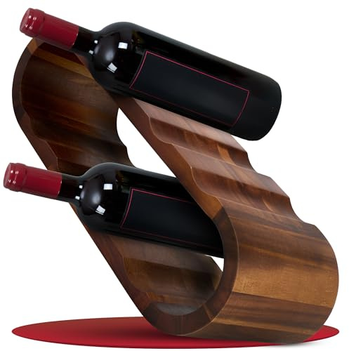 Generisch Modernes Weinregal aus hochwertigem Akazienholz - für 8 Flaschen, 2 Etagen, platzsparendes Design & stilvoller Flaschenhalter für Küche & Wohnzimmer - Ideales Weingeschenk