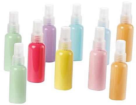 SAFIGLE Botellas De Spray Pulverizadoras Recargables 10 Piezas 50 Ml Macarrón Plástico Espeso Multicolor Para Viajes Maquillaje y Perfume