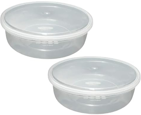 TENLITE (2 Pack Clear Round Food Storage Containers with Lids – Airtight Plastic Boxes For Meal Prep, Bento Cakes, Salad, Fruit, Takeaway – BPA Free, Microwave & Freezer Safe (2000ml (2Litre))