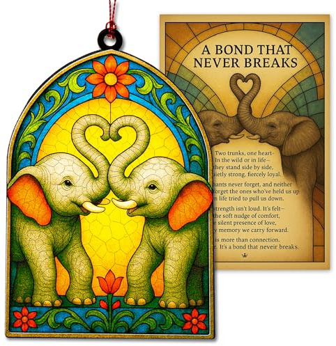 Kingduhu Elephant Gifts for Women – Mom and Baby Elephant Suncatcher, Acrylic Window Decor with Gift-Ready Box, Mother’s Day, Sentimental Keepsake for Mama