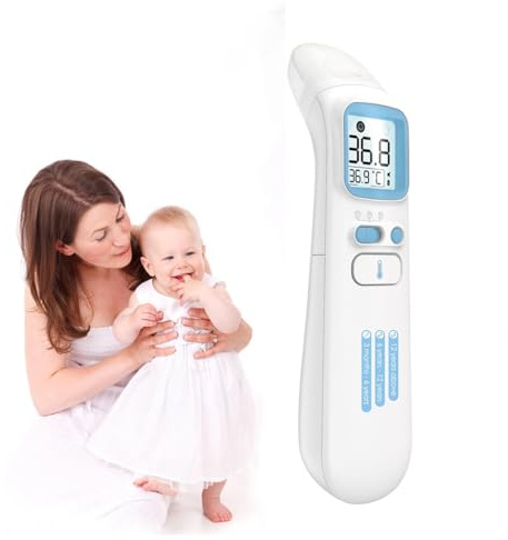 Berührungsloses Infrarot-Fieberthermometer für Stirn & Ohr – 1 Sek. schnelle, präzise Messung ohne Kontakt – hygienisch & zuverlässig – für Babys, Kinder & Erwachsene – ideal für Nacht & Reise