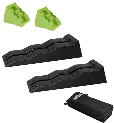 TRUTZHOLM 2 x Auffahrkeil Stufenkeil Ausgleichskeil mit extra Block 56 x 20 x 13 cm Kunststoff hochbelastbar 5 t Tragkrfat für Wohnmobil Camper PKW SUV rutschfester Keil