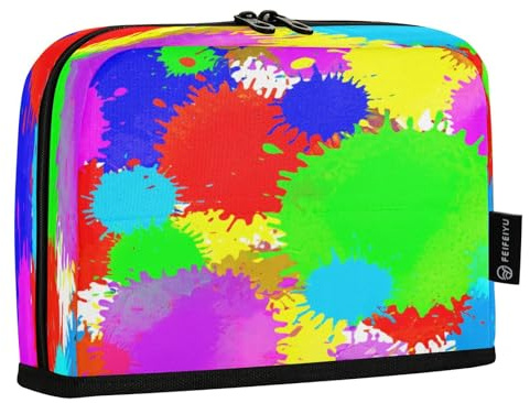 JUMBEAR Colored Lacquer Painting Pencil Case,Large Capacity Pen Case Bag Pouch Holder Stationery Desk Organizer Cosmetic Bag with Zipper for School Office Travel