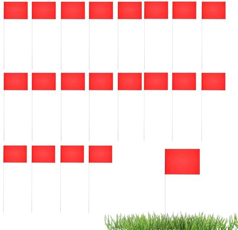 Markeringsflaggor för gräsmatta 20 stycken – flaggskaft trädgård, självhäftande markeringar för markering av bevattning, golv, trädgård, uppfart, bygg, landskapsarkitektur och utomhusbruk