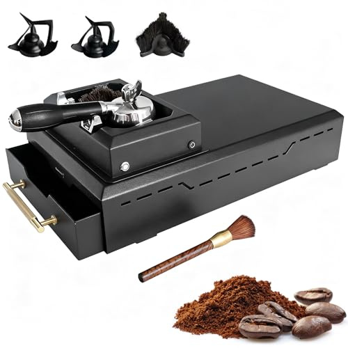 HNBYLMM Pulitore Elettrico per Portafiltri, Macchina Automatica per La Pulizia dei Fondi di caffè con 1 Testina e 2 Raschietti per Portafiltri da 58 Mm, Contenitore per La Raccolta dei Fondi di caffè