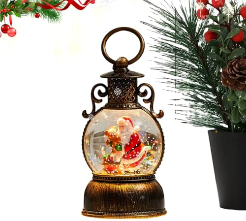 Weihnachts Schneekugel,6-Stunden Timer mit Musik,Weihnachtsmann Schneekugel mit Licht - für Jugendliche Erwachsene Männer Frauen Kaminsims Esszimmer Schlafzimmer Fensterbank