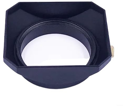 Opatiny Paraluce quadrato da 46 mm, in metallo, per fotocamere digitali mirrorless, in materiale ABS, stile retrò, argento e nero, per ridurre i riflessi e proteggere le lenti (nero)
