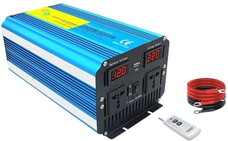 Convertisseur Onduleur Solaire À Onde Sinusoïdale 5 KW 6 KW 7 KW 8 KW 12 V 24 V 110 V 220 V CC vers CA Prise UE/US Transformateur Télécommande Voiture Onduleur(5KW 12V 220V 60HZ Un)