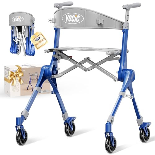 VOCIC Z35 PackGo Rollator Walker with Seat, Magnesium Only 5.7kg, Max 136kg