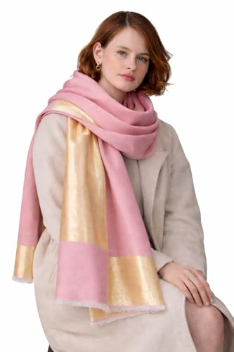 Écharpe en Laine Mérinos et Tencel avec Zari, 70x200 cm – Douceur et Éclat Élégants (Rose poudré)
