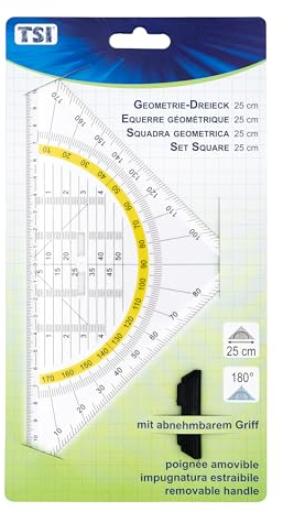 TSI 46322 Triángulo Geométrico con Empuñadura Desmontable 25 cm Hypotenuse