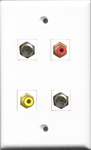 RiteAV 1 Porta RCA Rosso e 1 Porta RCA Giallo 2 Porte Cavo coassiale TV - Tipo F