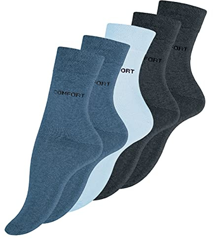 Lot de 10 paires de chaussettes COMFORT - coton - sans élastique - femme - bleu (39/42, Voir l'image)