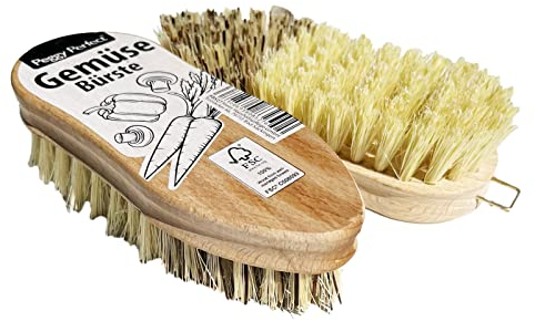 Peggy Perfect Brosse à légumes, pommes de terre, champignons, fruits, cuisine en bois de hêtre certifié et fibres 100 % naturelles. Convient pour tous les types de légumes et de fruits. Avec bordure