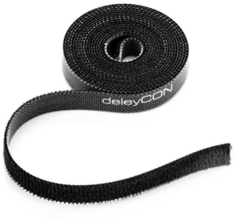 deleyCON 2m Klett Kabelbinder Klettbandrolle 10mm zuschneidbar - Schwarz | Pflanzenbinder, Klettband, Kabelmanagement, Kabelorganizer, Klettkabelbinder, Klettverschluss, 10mm breit