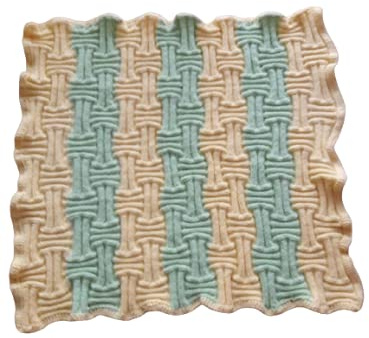 NaRoKnit Babydecke handgestrickt, gelb, Mint, ca. 72x77 cm | Kuscheldecke, Krabbeldecke, Geschenk zur Geburt, Kinderwagendecke