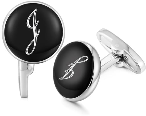 HONEY BEAR Briefe Initialen Buchstabe manschettenknöpfe Herren Edelstahl Hochzeit Cufflinks Manschettenknopf Schwarz