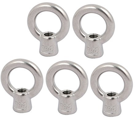 sourcing map 5Stk.Ringmutter M6 Innengewinde 33 mm Höhe 304 Edelstahl runde Form für Seilbefestigung