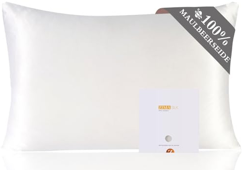 ZIMASILK Federa Seta Cuscino 100% Seta di Gelso, 40x60 cm, Bianco | 19 Momme, 600 Fili, Grado 6A, Seta su Entrambi i Lati, Morbida e Liscia, Cerniera Nascosta, 1 Pezzo