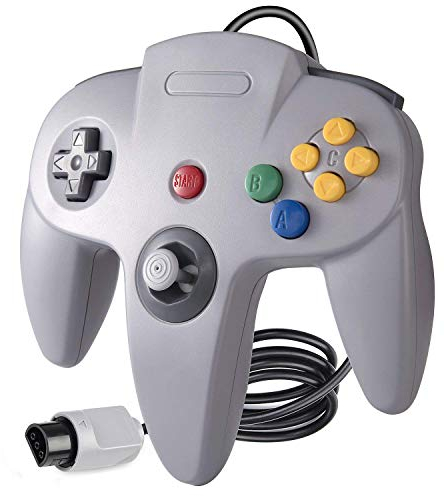 suily Game Controller Klassischer langer Griff mit verdrahtetem Gamepad Joystick für N64 System，Grau