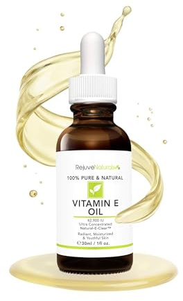 Vitamin E Oil - 100% Pure & Natural, 42,900 IU. Repair Dry, Damaged Skin from Surgery & Acne, Age Spots & Wrinkles. Boost Collagen for Moisturized, Youthful-looking Skin. d-alpha tocopherol