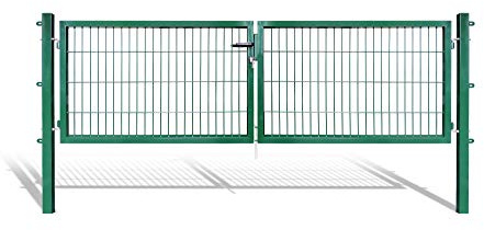 Doppelflügeltore für Stabmattenzaun, grün oder anthrazit, Verschiedene Höhen wählbar - inklusive Pfosten und passenden Anschlussstücken (Doppeltor H 80 x B 300 cm, grün)