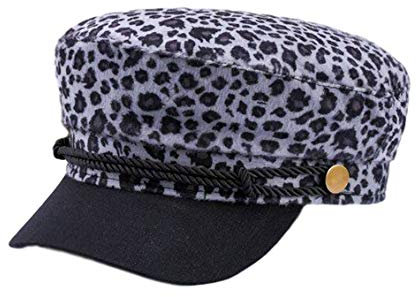 Idopy Damen Leopard Baskenmütze Hut Flat Navy Visier Cadet Flat Cap