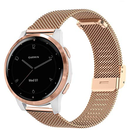 YOOSIDE Armband für Garmin Venu 3S / Vivoactive 4S / Vivomove 3S / Venu 2S, Edelstahl Masche Metall 18mm Ersatzarmband für Forerunner 255S /265S (Roségold)