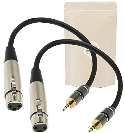 2X Cable Adaptateur Mini Jack 3,5mm Male Stereo vers XLR Femelle 3 Broches Connecteur Plaque Or 18K Audio MiniJack ADAPTOUT Marque FRANÇAISE