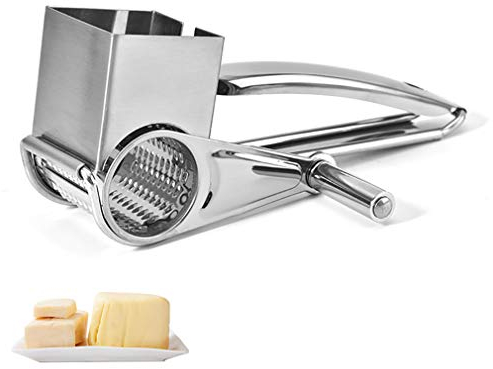 Rallador de queso, Rallador de queso Rotatorio Multifuncional Queso Trituradora Ultra Sharp Cilindros Tambores de Acero Inoxidable Herramienta de conveniencia de la Cocina