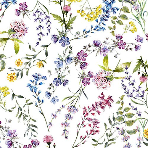 ecosoul Wachstuchtischdecke Blumenwiese Blumenmotiv Blumen Sommer weiß bunt Meterware glatt abwaschbar Outdoor Tischdecke Breite:140cm Länge:200cm