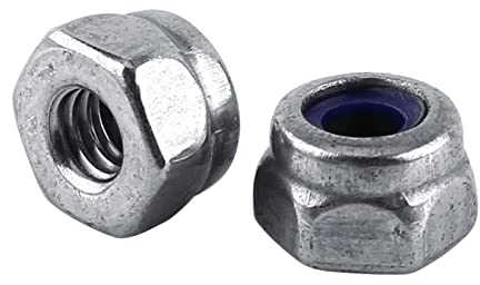 100pcs M2 Edelstahl SS304 Kontermutter Sechskantmutter Sechskantmuttern mit Nyloneinsatz, Edelstahl Selbstsichernde Muttern (100/Beutel (M2))