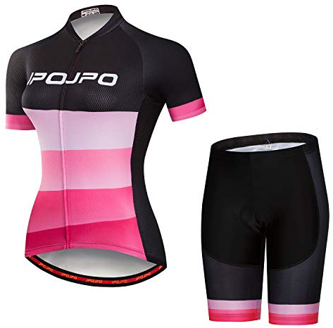 Dam cykeltröja set kortärmad + 5D vadderade cykelshorts snabbtorkande reflekterande 3-fickor S-3XL, Jp2003, M