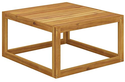 TEWTX7 Couchtisch für Terrasse, Garten und Wohnzimmer, Hocker, Beistelltisch, Gartenmöbel, Balkontisch, Holztisch, Tischplatte mit Lattendesign, Akazien-Massivholz, 68 x 68 x 29 cm