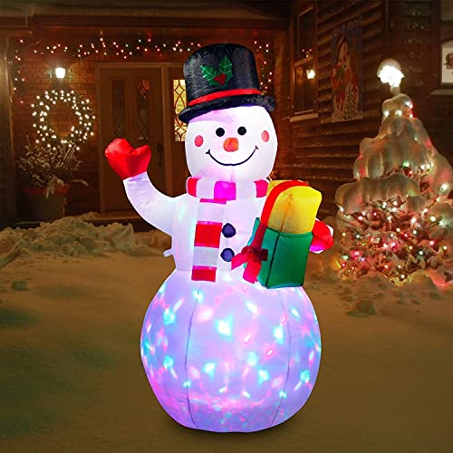 150CM Muñeco Nieve Inflable, Navidad Inflable MuñecoNieve para Exteriores Decoración Navideña con luz LED Muñeco Nieve Gigante Fiesta Navidad Decoraciones para Jardín al Aire Libre