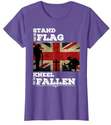 Stand For The Flag Kneel For The Fallen British Flag Soldier T-Shirt