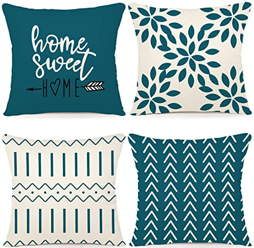 YCOLL Dekorative Kissenbezüge 4er Pack 40 x 40 cm quadratisch für Sofa und Stuhl