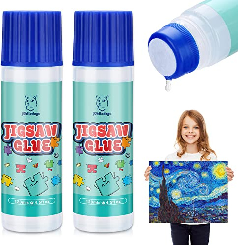 PHILODOGS 240ml Jigsaw Puzzle Glue with New Sponge Head for Adults and Children, Non-Toxic and Quick Dry for 1000/1500/3000 Pieces of Clear Puzzle Glue and Frame
