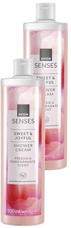 Avon Senses Sweat & Joyful Freesie & Granatapfel Duftcreme Duschgel 500 Ml. Doppelset