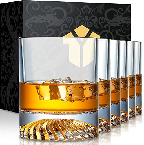 OPAYLY Whiskey Glasses Old Fashioned Glasses Set of 6 12oz Rocks Glasses Gift for Men Women Drinking Bourbon Scotch Cocktails Rum Cognac Vodka at Home Bar