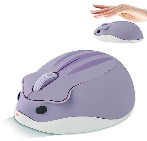 Souris sans Fil Hamster Mignon Souris Ordinateur Sans Fil en forme animal, 2.4G Cute Silencieux USB Souris 1200DPI Mouse Pour PC, Ordinateur, Portable, Mac, Idée Cadeau pour Fille,Enfants,Kids(Violet)