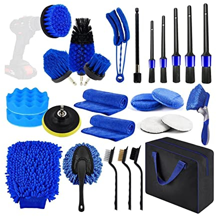 TMPTY Bürsten for Bohrer, Effizientes Power-Reinigungs-Peeling-Blau-Bürsten-Set for Badezimmer- und Küchenoberflächen, Wannen, Duschen, Fliesen, Ecken, Automobile (Bohrer IST Nicht ENTHALTEN)