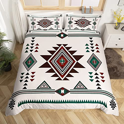 Homewish Aztekisches Bohemian-Bettwäsche-Set, Boho-Schlafzimmer-Dekor, geometrisches Boho-Bettwäsche-Set mit 1 Kissenbezug, Tribal-Pfeilmuster, Steppdeckenbezug für alle Jahreszeiten