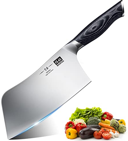 SHAN ZU Chef Knife,7 inch Sharp Meat Cleaver Knife Vegetable Chopper Professional Japanese High Carbon Stainless Steel Kitchen Chopping Knife with K133 Wood Handle