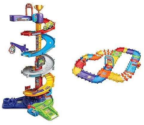 Vtech TUT TUT Baby Flitzer - 2-in-1 Turboturm – Großes Turm-Spielset mit 2 Aufbaumöglichkeiten & TUT TUT Baby Flitzer - Straßenset Deluxe– 1-5 Jahren