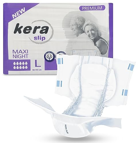 KERA® Premium Inkontinenz-Slip MAXI NIGHT - saugstarke Windeln für Erwachsene [MIT AUSLAUFSCHUTZ] - Atmungsaktive Erwachsenen Windel für die Nacht - 20 Stück - L - Testpack